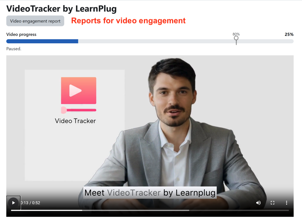 Video Tracker is a Moodle activity plugin that tracks real video watching progress Video Tracker is a Moodle activity plugin that tracks real video watching progress